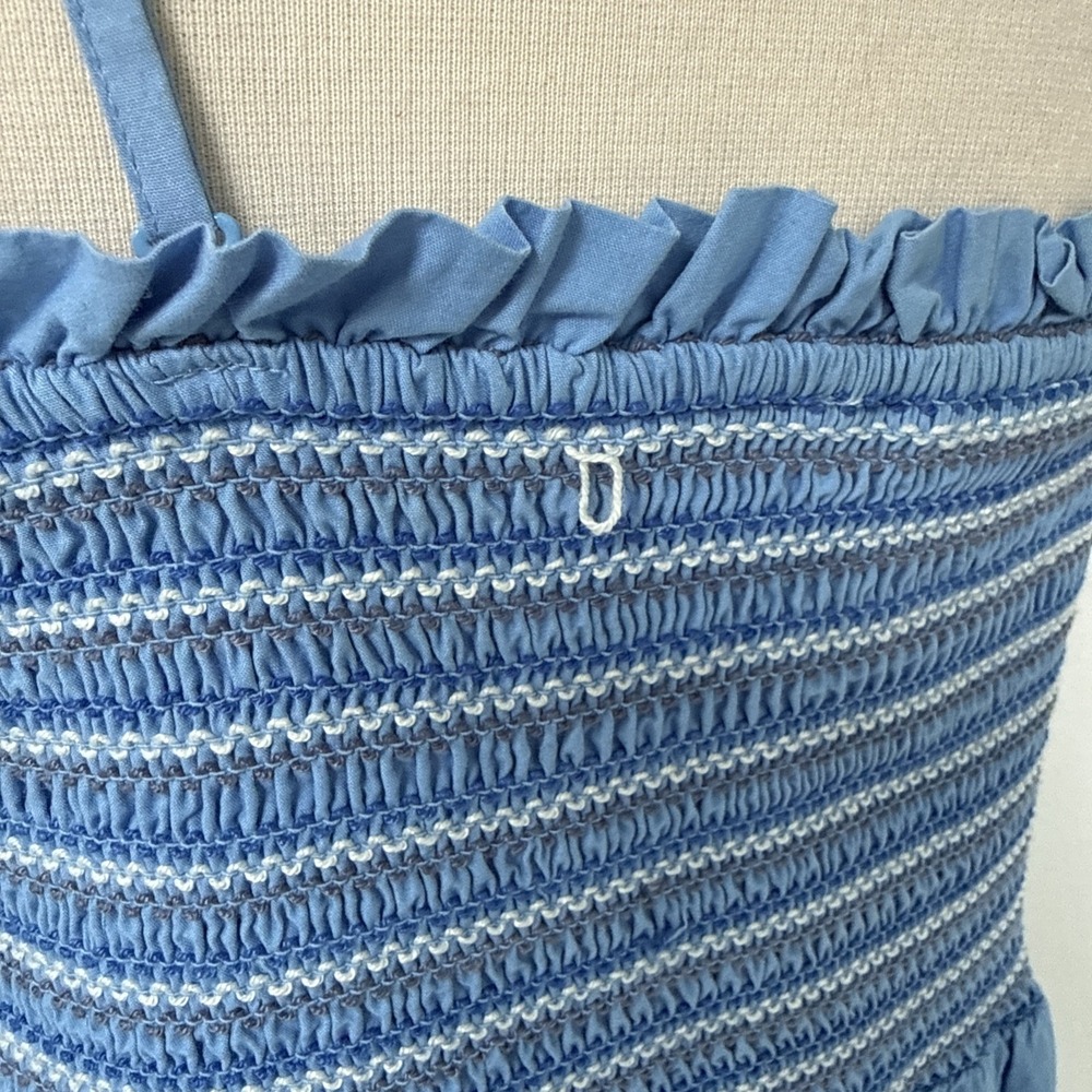 American Eagle Maxi Dress Womens L Smocked Tiered Chambray Coastal Granddaughter - Picture 7 of 14